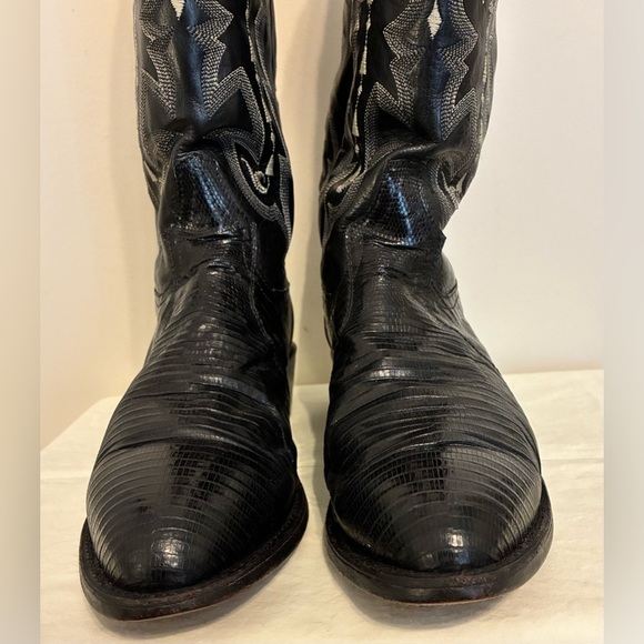 Tony Lama Men’s Nacogdoches Teju Lizard Black Leather Western Boot; Size 8.5D - Picture 7 of 16